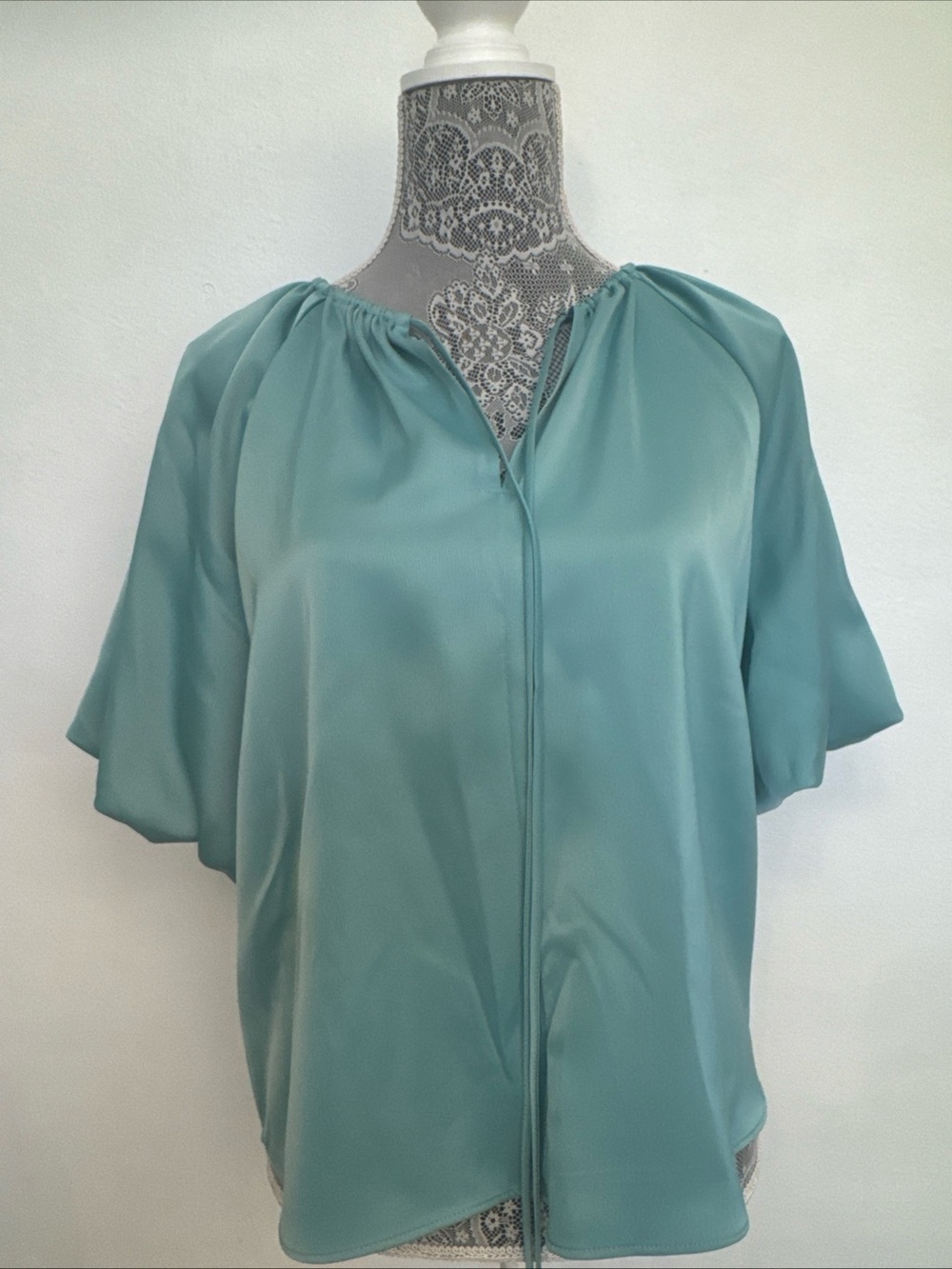 Light Teal Short-Sleeve Blouse - Women's Top